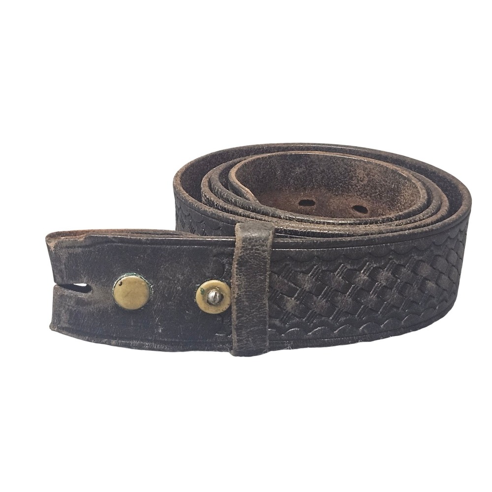 Vintage Bianchi B8 Leather Belt Mens‎ 44 Brown Basketweave Duty Work Western 90s